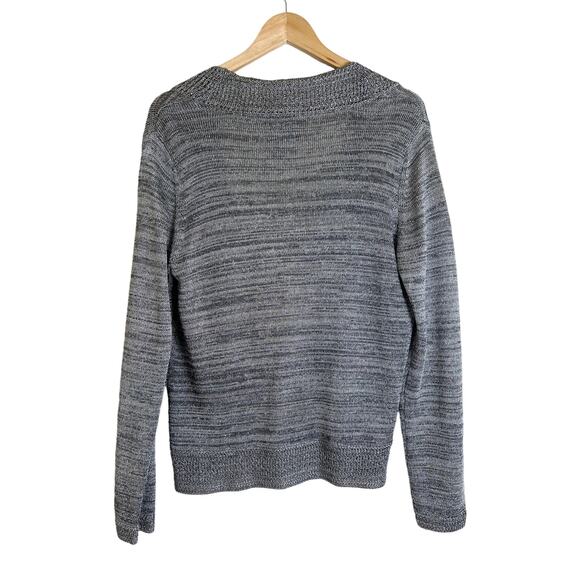 Chico’s Women’s Casual Tie Front Silver Metallic Knit Cardigan Size 2 (L) - Picture 2 of 8